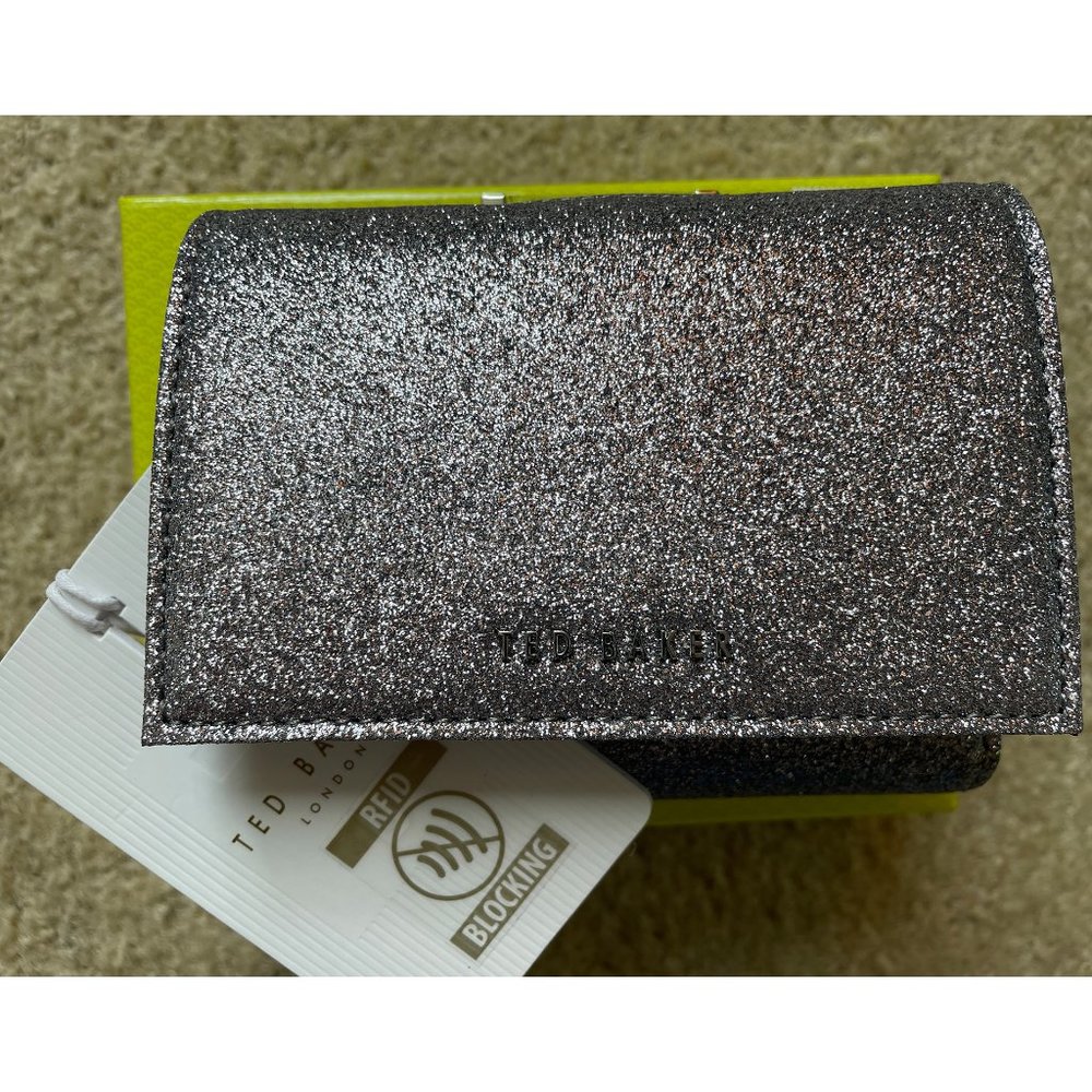 Ted Baker Silver Glitter Compact Card Wallet